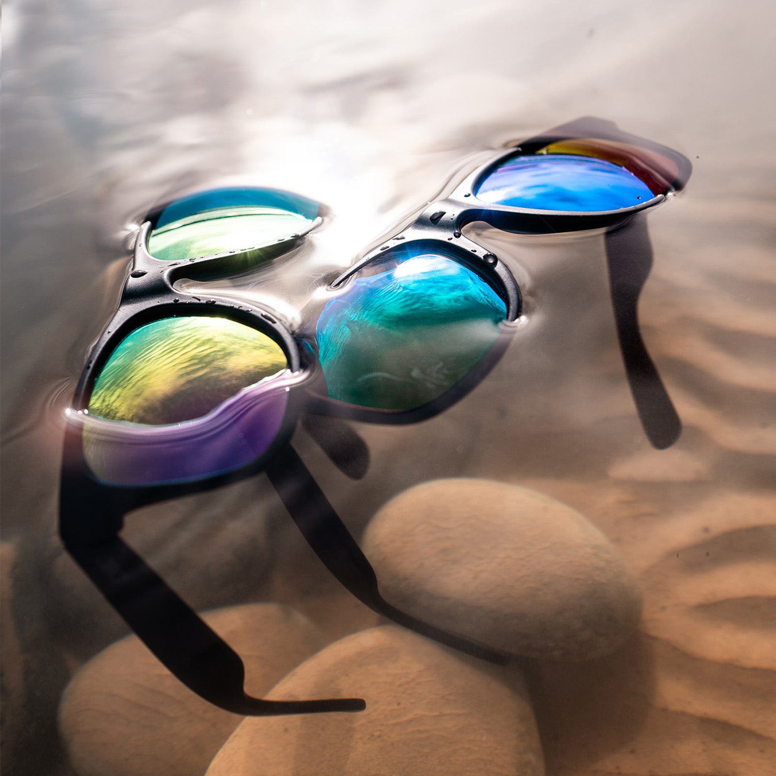 Floating Black Sunglasses with Orange/Yellow Lens - Breo Studio