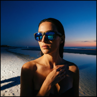 Floating Black Sunglasses with Green/Blue Lens - Breo Studio