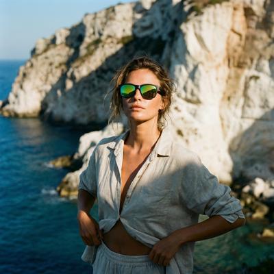 Floating Black Sunglasses with Orange/Yellow Lens - Breo Studio