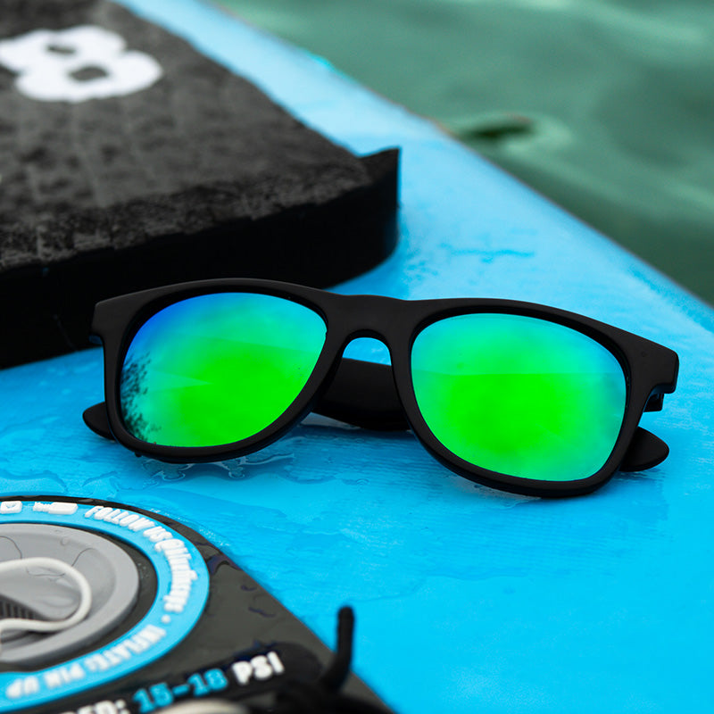 Floating Black Sunglasses with Green/Blue Lens - Breo Studio